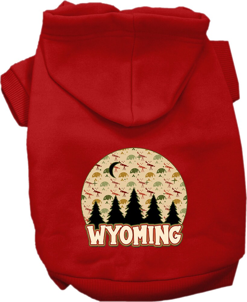 A cozy screen printed hoodie for medium to large pets, featuring a Wyoming Under The Stars design, perfect for dogs and cats.