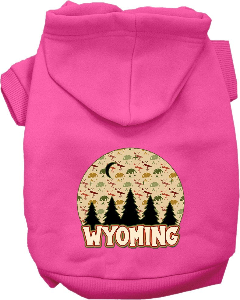 A cozy screen printed hoodie for medium to large pets, featuring a Wyoming Under The Stars design, perfect for dogs and cats.