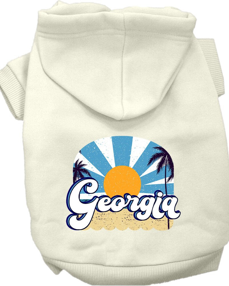 A cozy screen printed hoodie for medium to large pets, featuring a stylish 'Georgia Coast' design, perfect for dogs and cats.