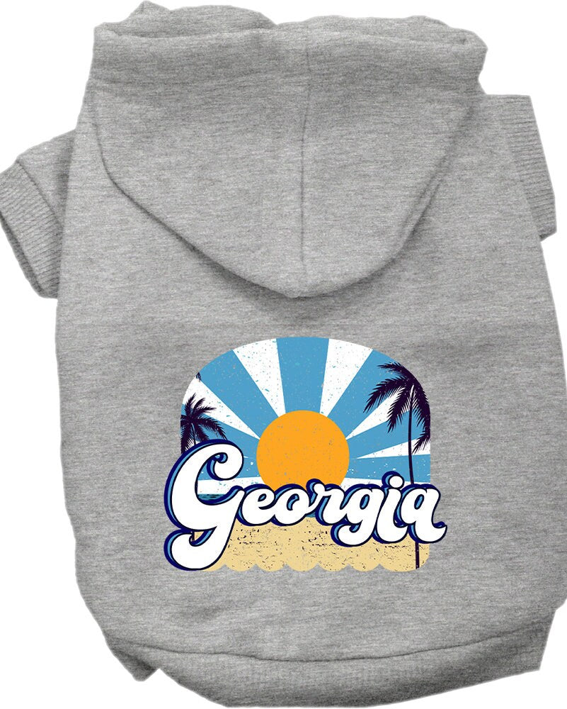 A cozy screen printed hoodie for medium to large pets, featuring a stylish 'Georgia Coast' design, perfect for dogs and cats.