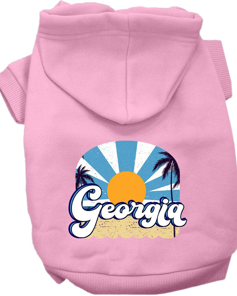 A cozy screen printed hoodie for medium to large pets, featuring a stylish 'Georgia Coast' design, perfect for dogs and cats.