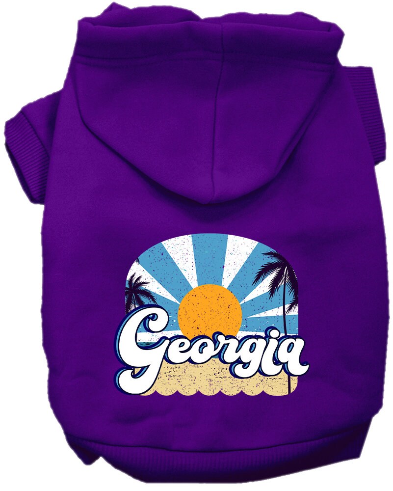 A cozy screen printed hoodie for medium to large pets, featuring a stylish 'Georgia Coast' design, perfect for dogs and cats.