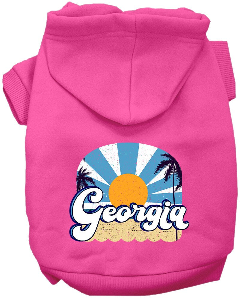 A cozy screen printed hoodie for medium to large pets, featuring a stylish 'Georgia Coast' design, perfect for dogs and cats.