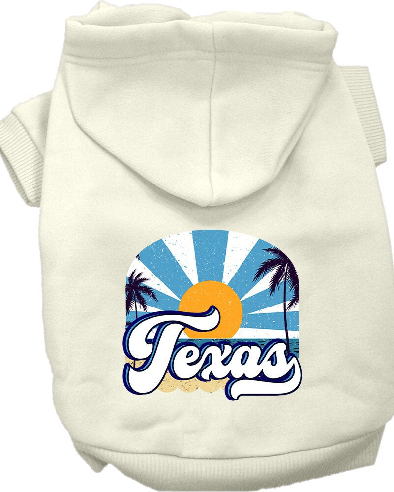 A cozy screen printed hoodie for medium to large pets, featuring a stylish Texas Coast design, perfect for dogs and cats.