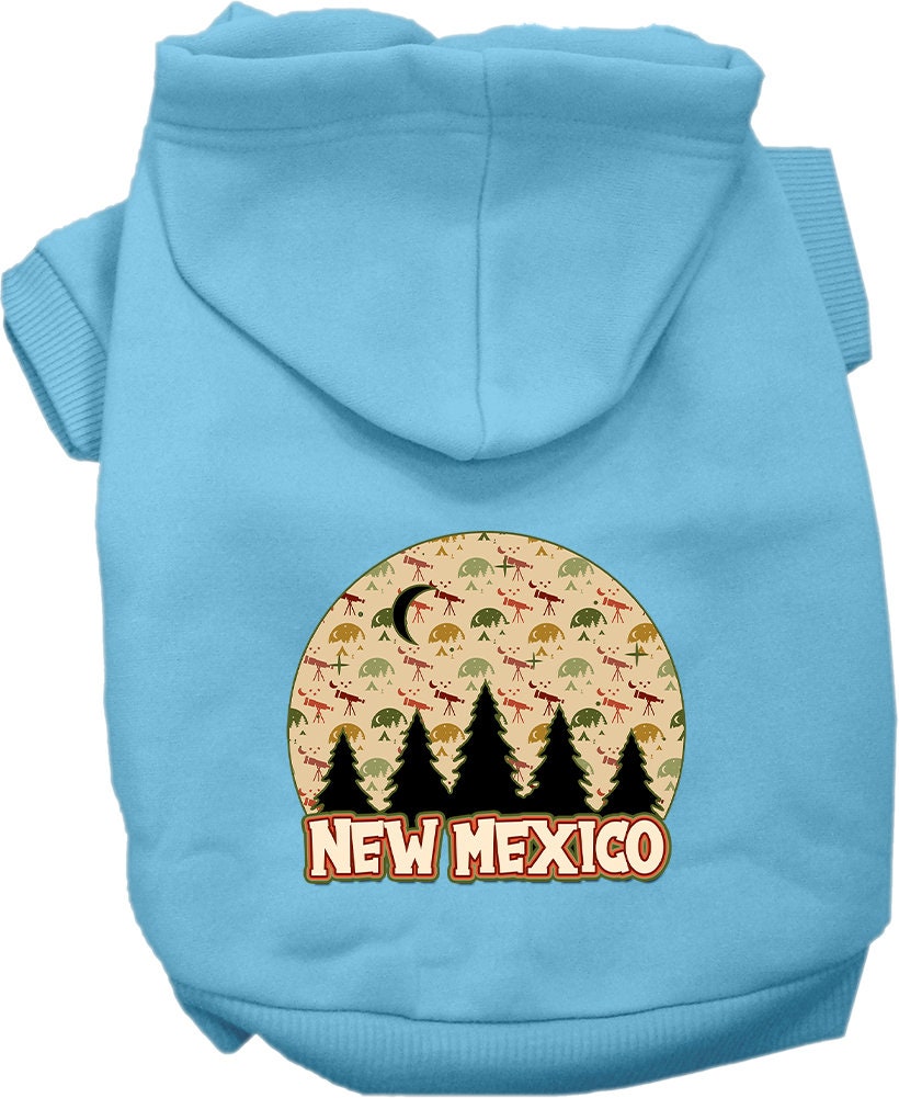 A cozy screen printed hoodie for medium to large pets featuring a New Mexico Under The Stars design, perfect for dogs and cats.