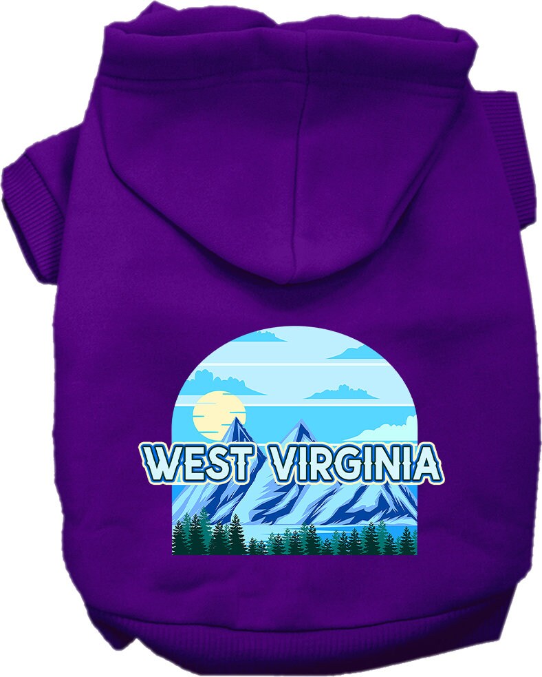 A cozy screen printed hoodie for medium to large pets, featuring the 'West Virginia Trailblazer' design, showcasing its soft fabric and durable stitching.