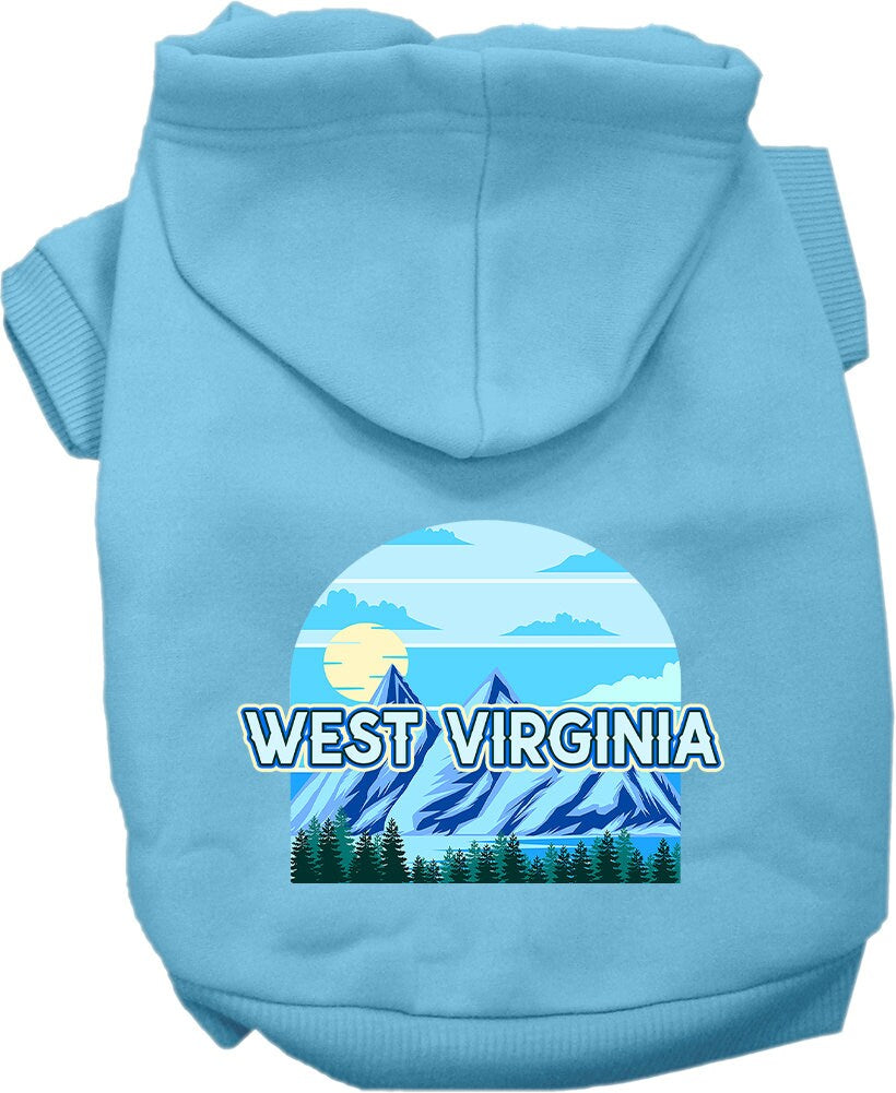 A cozy screen printed hoodie for medium to large pets, featuring the 'West Virginia Trailblazer' design, showcasing its soft fabric and durable stitching.