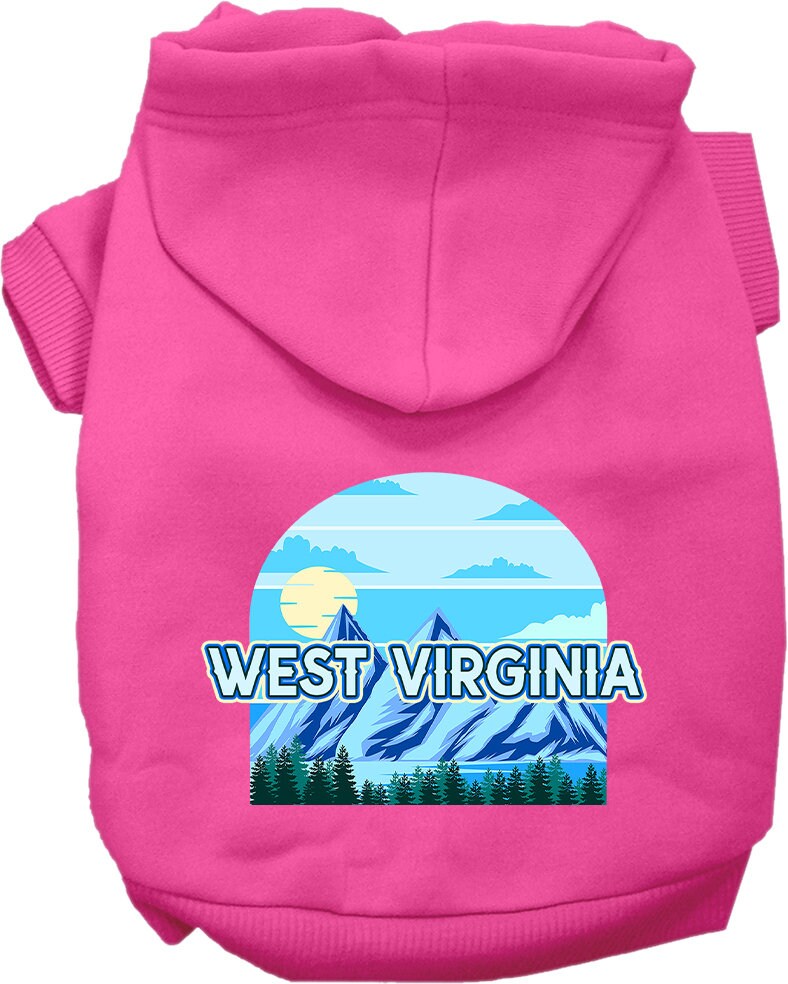A cozy screen printed hoodie for medium to large pets, featuring the 'West Virginia Trailblazer' design, showcasing its soft fabric and durable stitching.