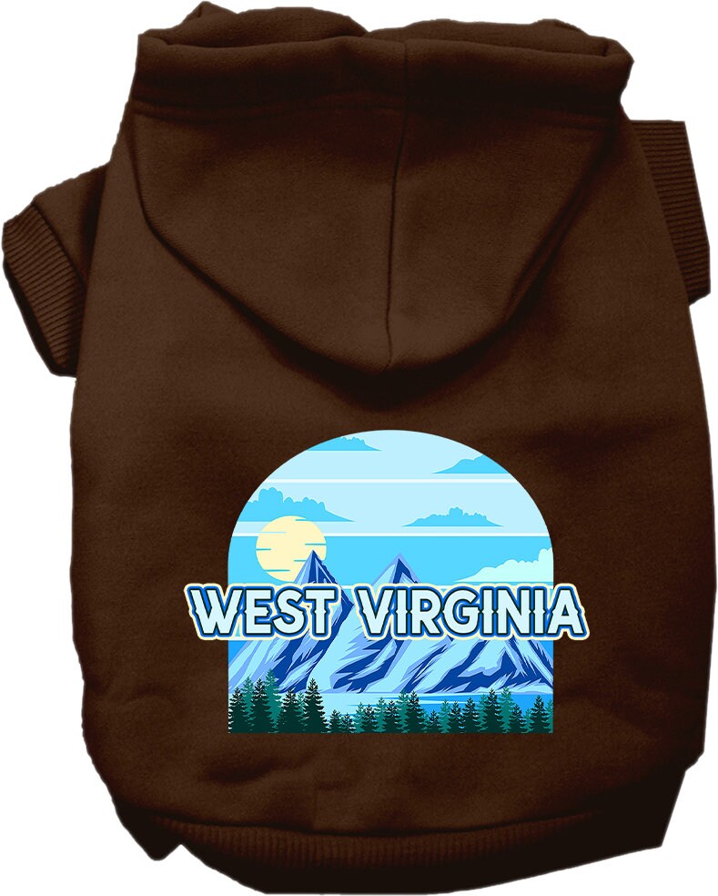 A cozy screen printed hoodie for medium to large pets, featuring the 'West Virginia Trailblazer' design, showcasing its soft fabric and durable stitching.