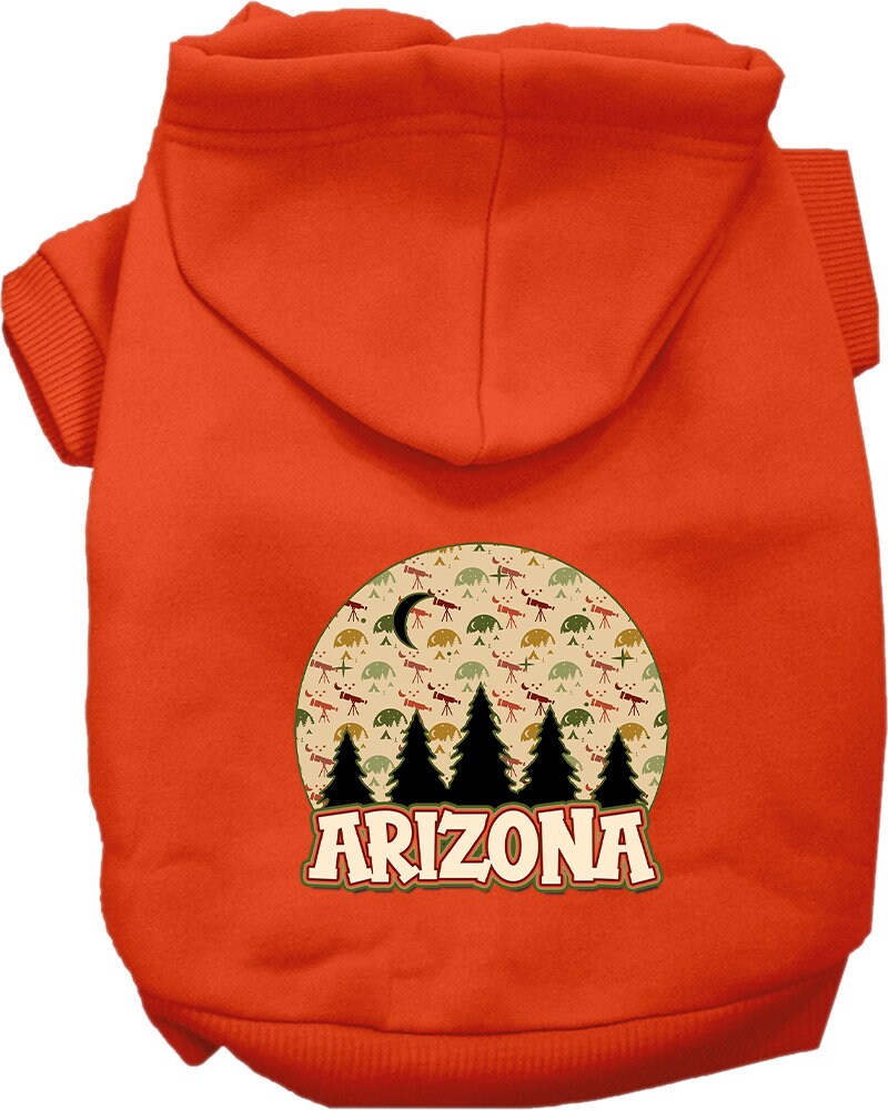A cozy screen printed hoodie for medium to large pets, featuring a unique 'Arizona Under The Stars' design, perfect for stylish outdoor adventures.