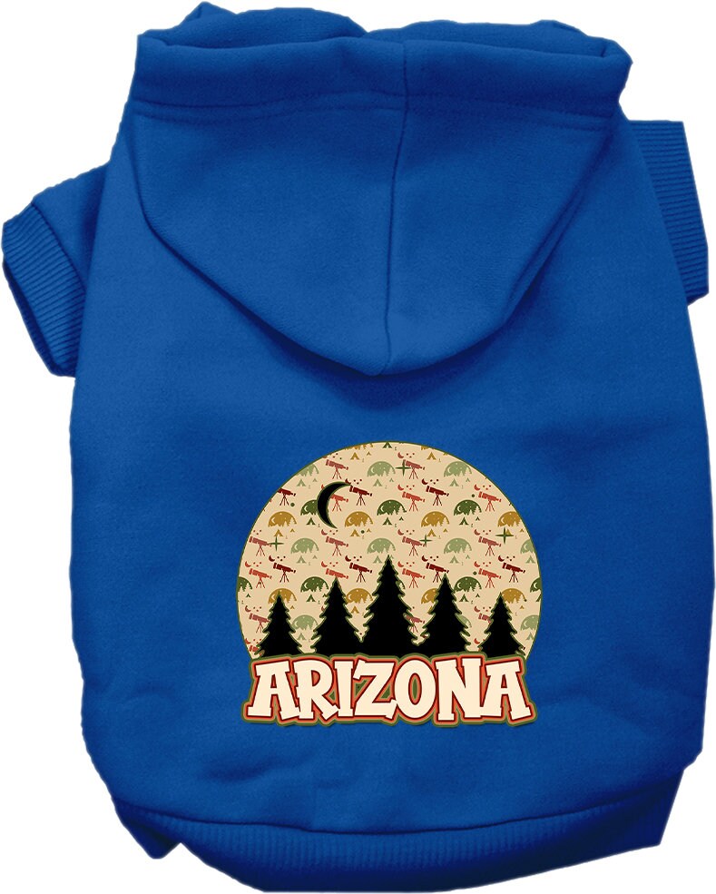 A cozy screen printed hoodie for medium to large pets, featuring a unique 'Arizona Under The Stars' design, perfect for stylish outdoor adventures.