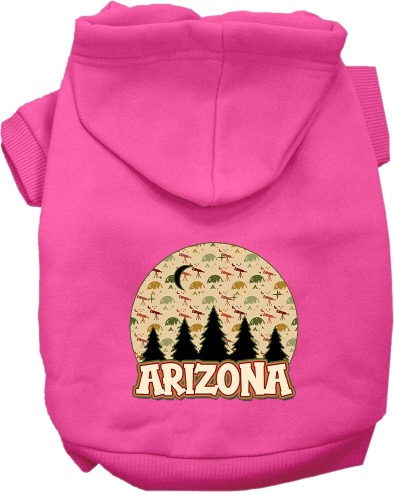 A cozy screen printed hoodie for medium to large pets, featuring a unique 'Arizona Under The Stars' design, perfect for stylish outdoor adventures.