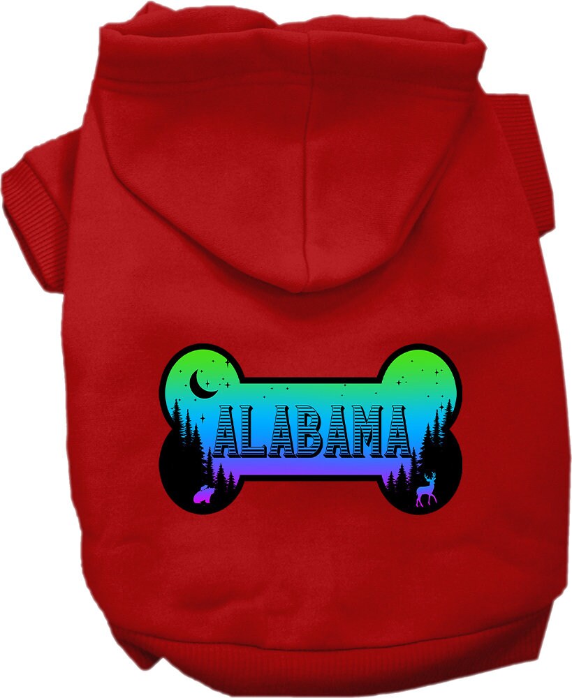 A cozy screen printed hoodie for medium to large pets, featuring the 'Alabama Mountain Shades' design, perfect for dogs and cats.