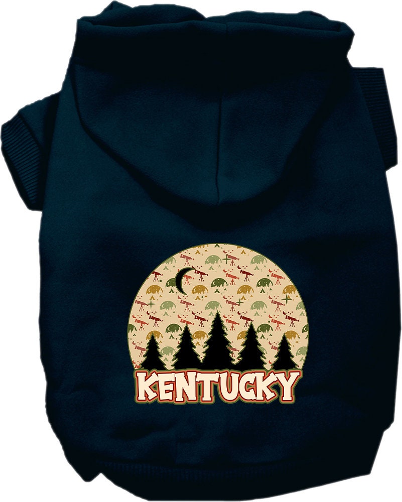 A cozy screen printed hoodie for medium to large pets, featuring a stylish 'Kentucky Under The Stars' design, perfect for dogs and cats.
