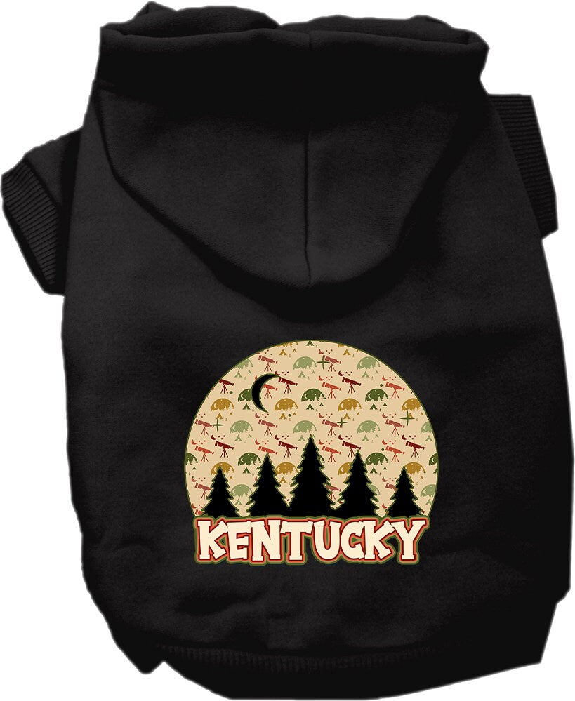 A cozy screen printed hoodie for medium to large pets, featuring a stylish 'Kentucky Under The Stars' design, perfect for dogs and cats.