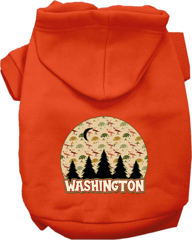 A cozy screen printed hoodie for medium to large pets, featuring a unique Washington Under The Stars design, perfect for dogs and cats.
