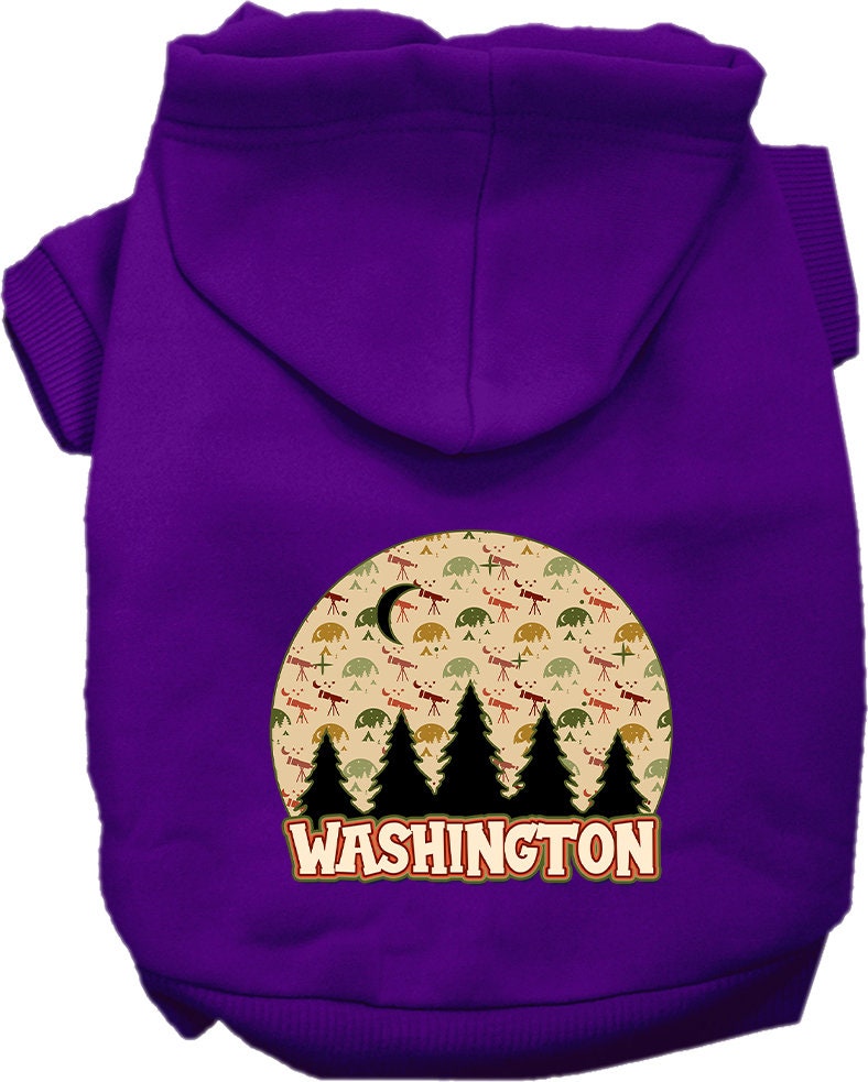 A cozy screen printed hoodie for medium to large pets, featuring a unique Washington Under The Stars design, perfect for dogs and cats.