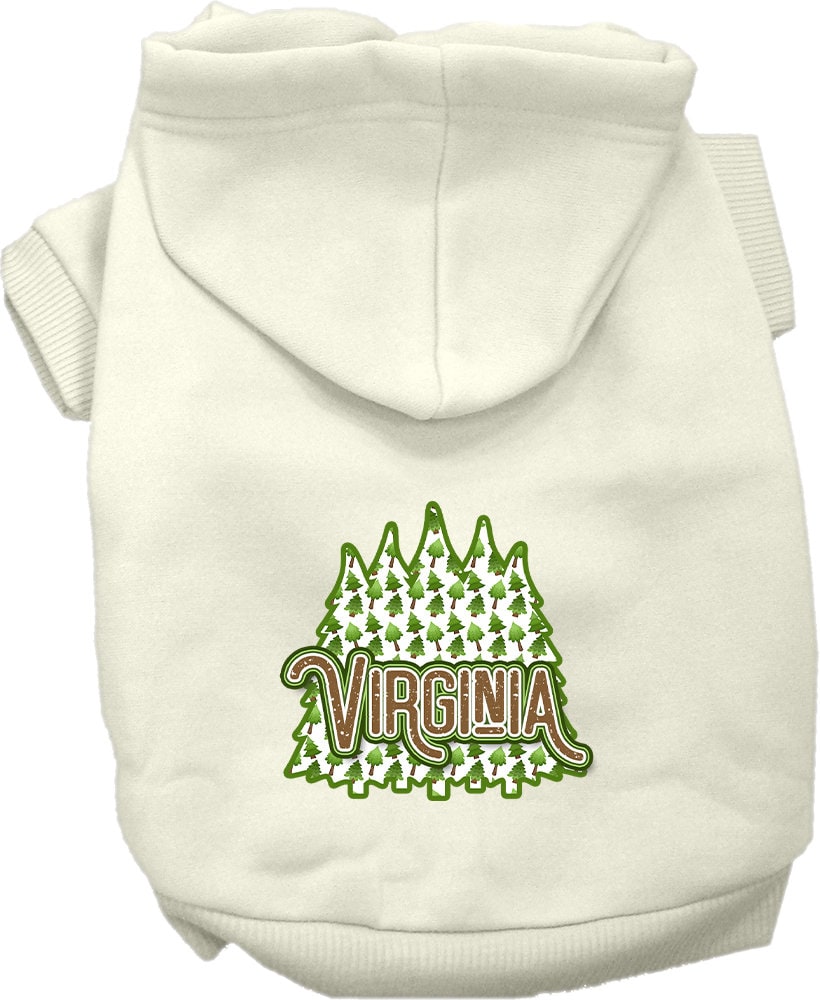 A cozy screen printed hoodie for medium to large pets featuring Virginia Woodland Trees design, perfect for dogs and cats.