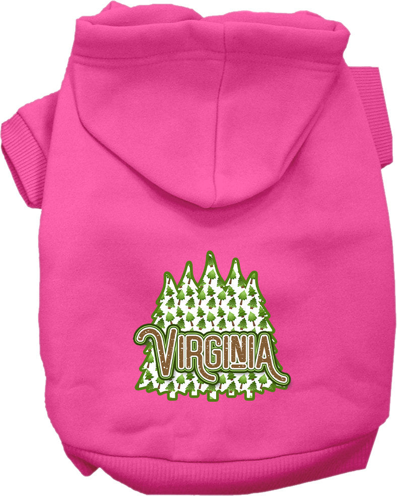 A cozy screen printed hoodie for medium to large pets featuring Virginia Woodland Trees design, perfect for dogs and cats.