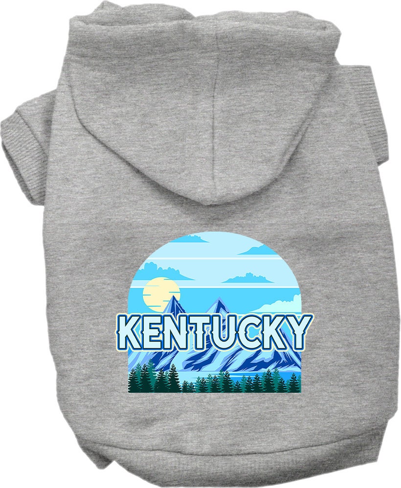 A cozy screen printed hoodie for medium to large pets, featuring the Kentucky Trailblazer design, showcasing its soft fabric and durable stitching.