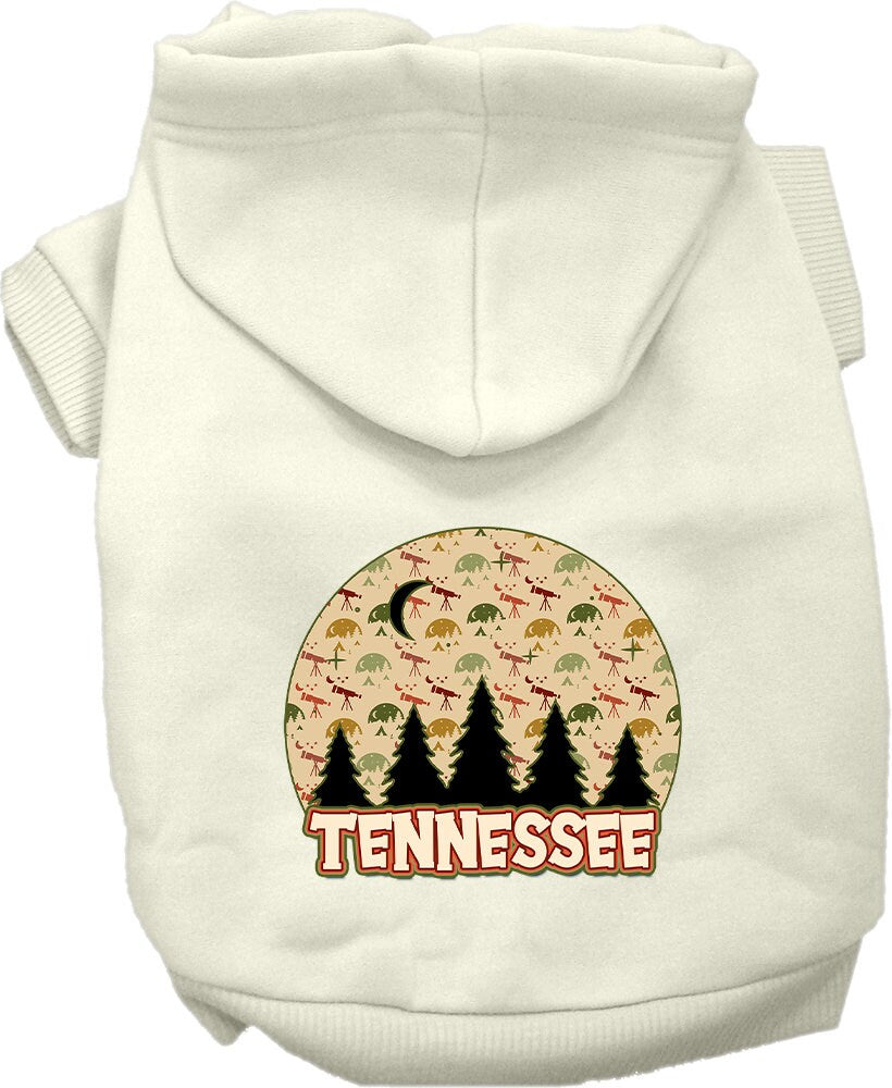 A cozy screen printed hoodie for medium to large pets, featuring a 'Tennessee Under The Stars' design, showcasing its soft fabric and durable stitching.