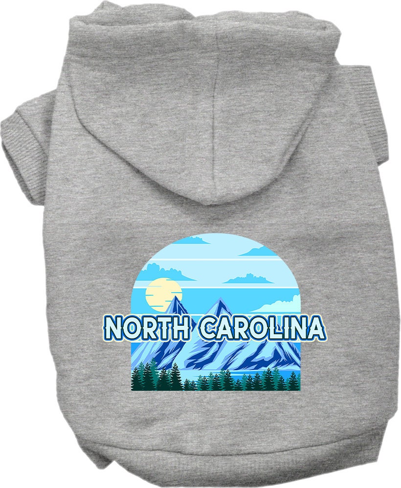 A cozy screen printed hoodie for medium to large pets, featuring the North Carolina Trailblazer design, showcasing its soft fabric and durable stitching.