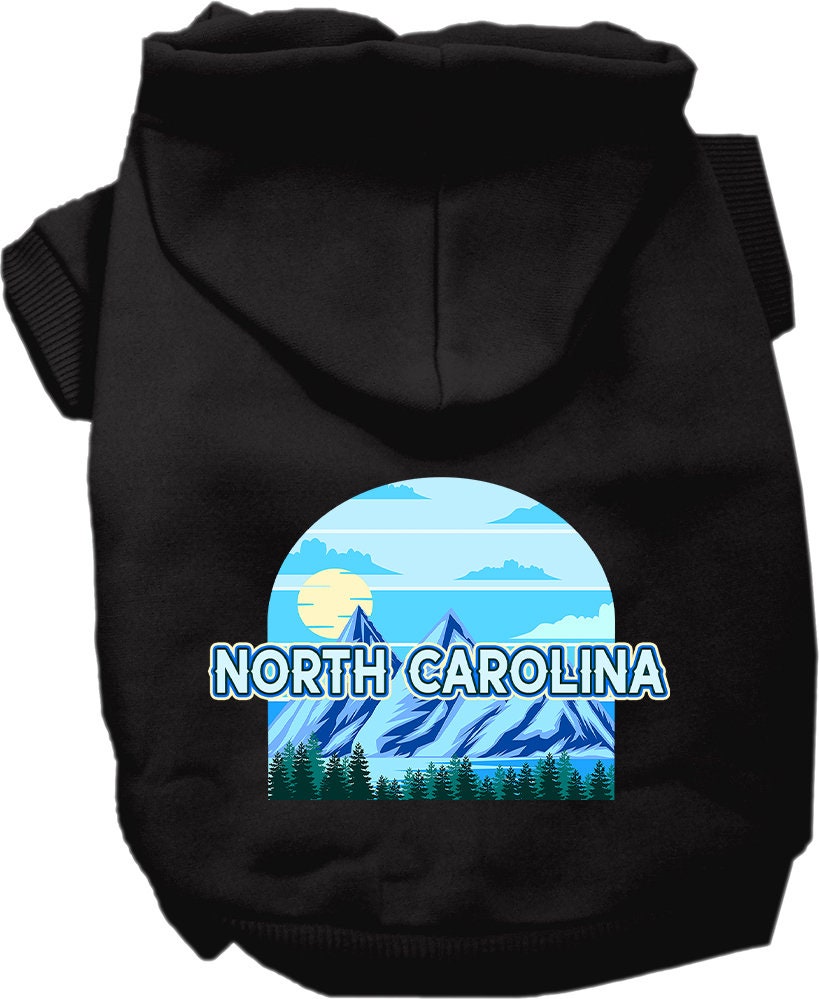 A cozy screen printed hoodie for medium to large pets, featuring the North Carolina Trailblazer design, showcasing its soft fabric and durable stitching.