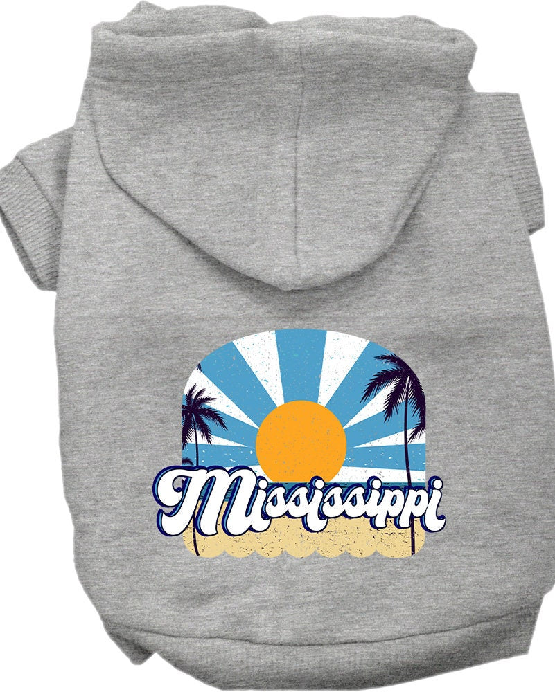 A cozy screen printed hoodie for medium to large pets, featuring a stylish Mississippi Coast design, perfect for dogs and cats.