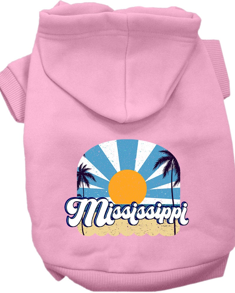 A cozy screen printed hoodie for medium to large pets, featuring a stylish Mississippi Coast design, perfect for dogs and cats.