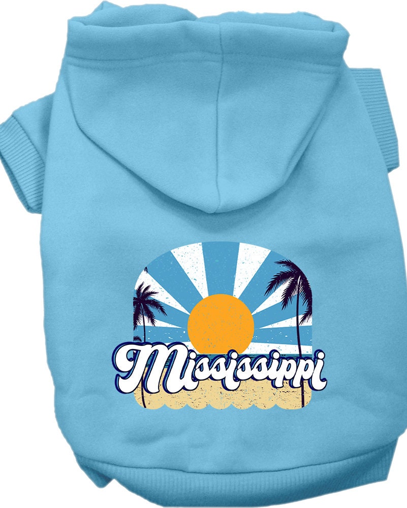 A cozy screen printed hoodie for medium to large pets, featuring a stylish Mississippi Coast design, perfect for dogs and cats.