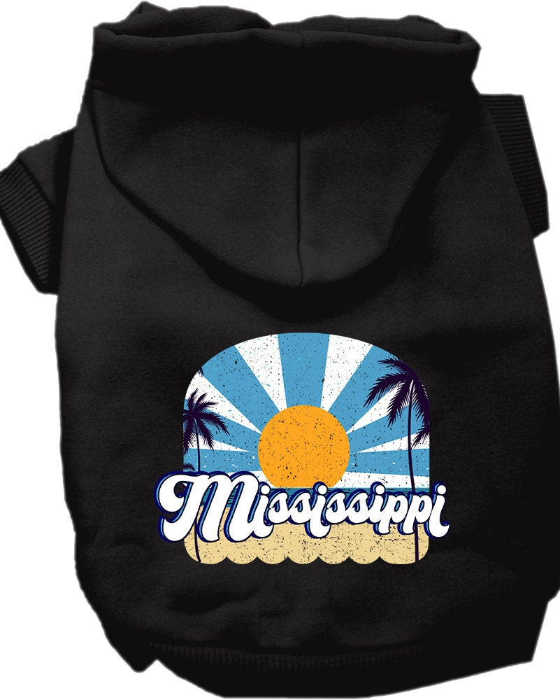 A cozy screen printed hoodie for medium to large pets, featuring a stylish Mississippi Coast design, perfect for dogs and cats.