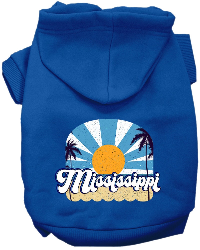 A cozy screen printed hoodie for medium to large pets, featuring a stylish Mississippi Coast design, perfect for dogs and cats.