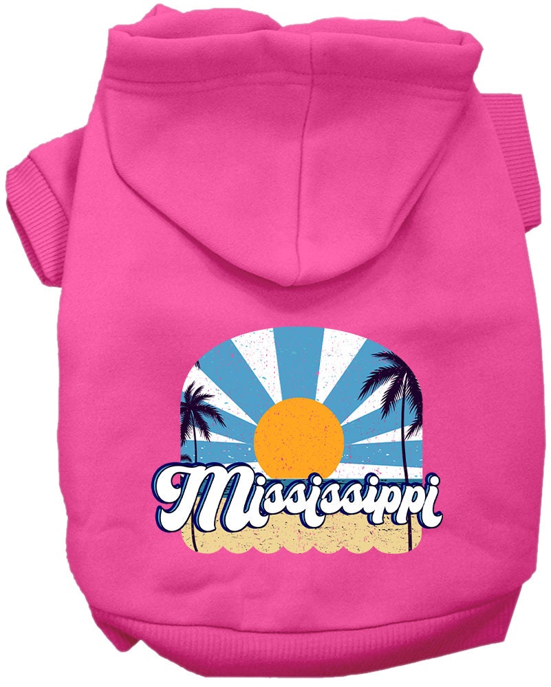 A cozy screen printed hoodie for medium to large pets, featuring a stylish Mississippi Coast design, perfect for dogs and cats.