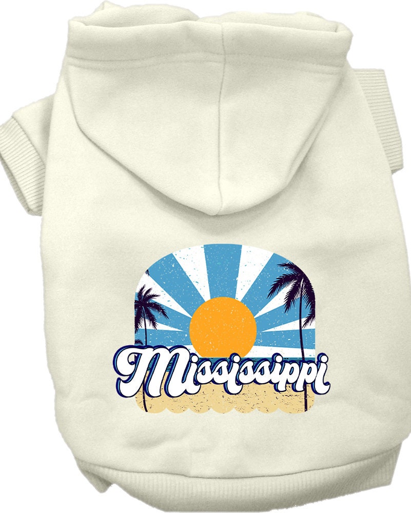 A cozy screen printed hoodie for medium to large pets, featuring a stylish Mississippi Coast design, perfect for dogs and cats.