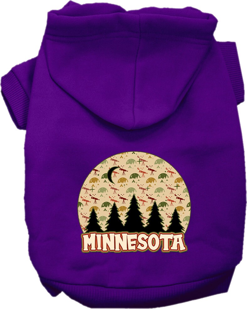 A cozy screen printed hoodie for medium to large pets, featuring a Minnesota Under The Stars design, perfect for dogs and cats.