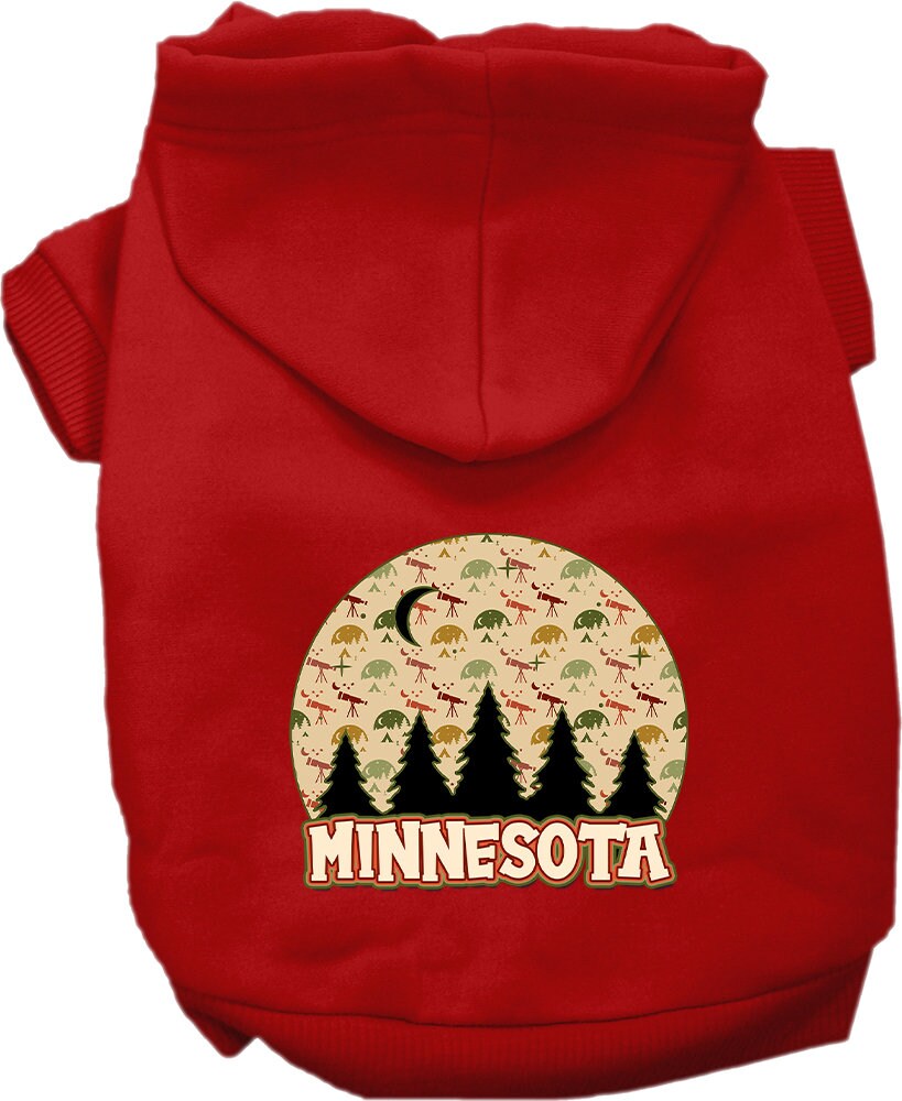 A cozy screen printed hoodie for medium to large pets, featuring a Minnesota Under The Stars design, perfect for dogs and cats.