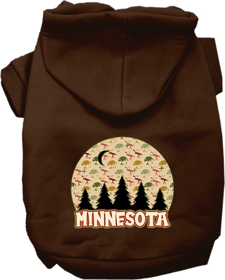 A cozy screen printed hoodie for medium to large pets, featuring a Minnesota Under The Stars design, perfect for dogs and cats.