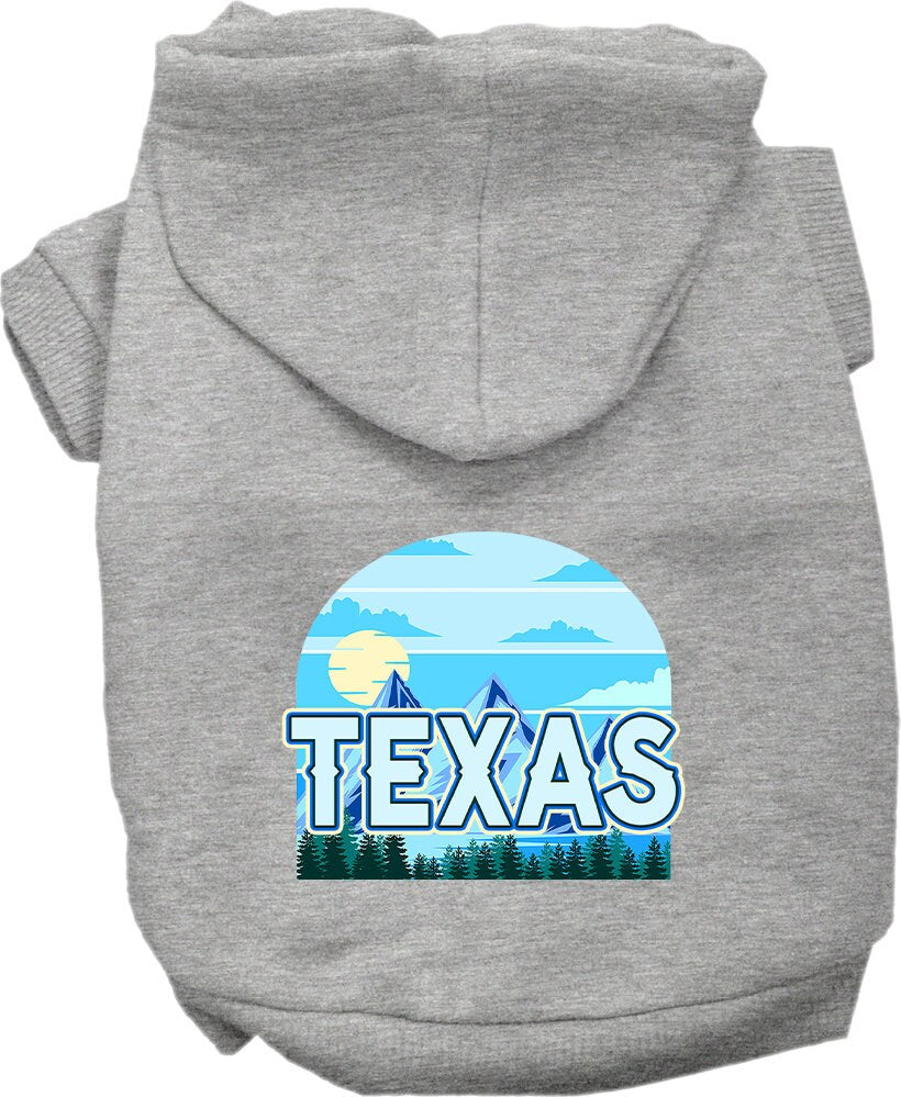 A cozy screen printed hoodie for medium to large pets, featuring the Texas Trailblazer design, showcasing its soft fabric and durable stitching.