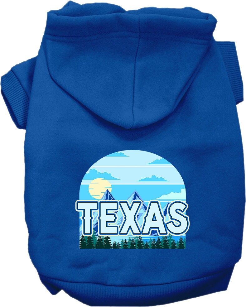 A cozy screen printed hoodie for medium to large pets, featuring the Texas Trailblazer design, showcasing its soft fabric and durable stitching.