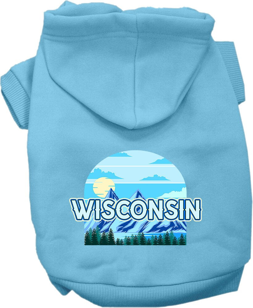 A cozy screen printed hoodie for medium to large dogs and cats, featuring the 'Wisconsin Trailblazer' design, showcasing its soft fabric and durable stitching.