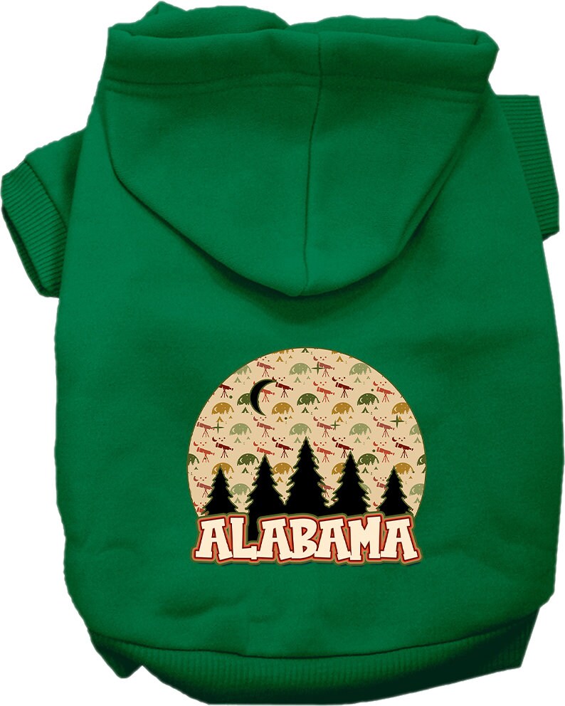 A cozy screen printed hoodie for medium to large pets, featuring a charming 'Alabama Under The Stars' design, perfect for dogs and cats.