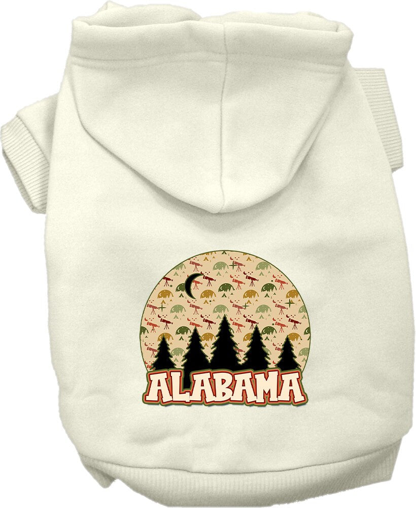 A cozy screen printed hoodie for medium to large pets, featuring a charming 'Alabama Under The Stars' design, perfect for dogs and cats.