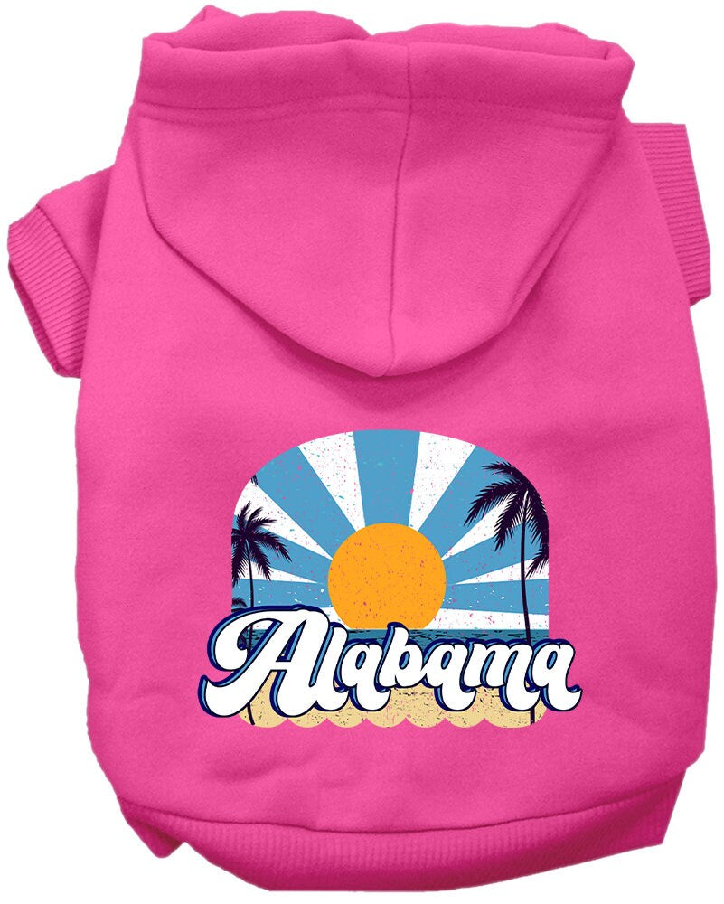 A cozy screen printed hoodie for small to medium pets, featuring the Alabama Coast design, showcasing its soft fabric and durable stitching.