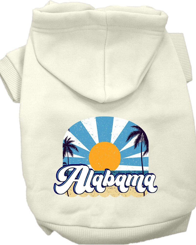 A cozy screen printed hoodie for small to medium pets, featuring the Alabama Coast design, showcasing its soft fabric and durable stitching.