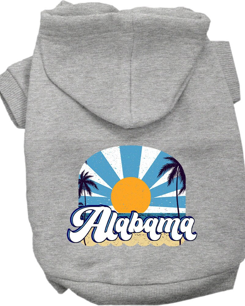 A cozy screen printed hoodie for small to medium pets, featuring the Alabama Coast design, showcasing its soft fabric and durable stitching.