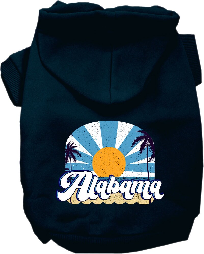 A cozy screen printed hoodie for small to medium pets, featuring the Alabama Coast design, showcasing its soft fabric and durable stitching.