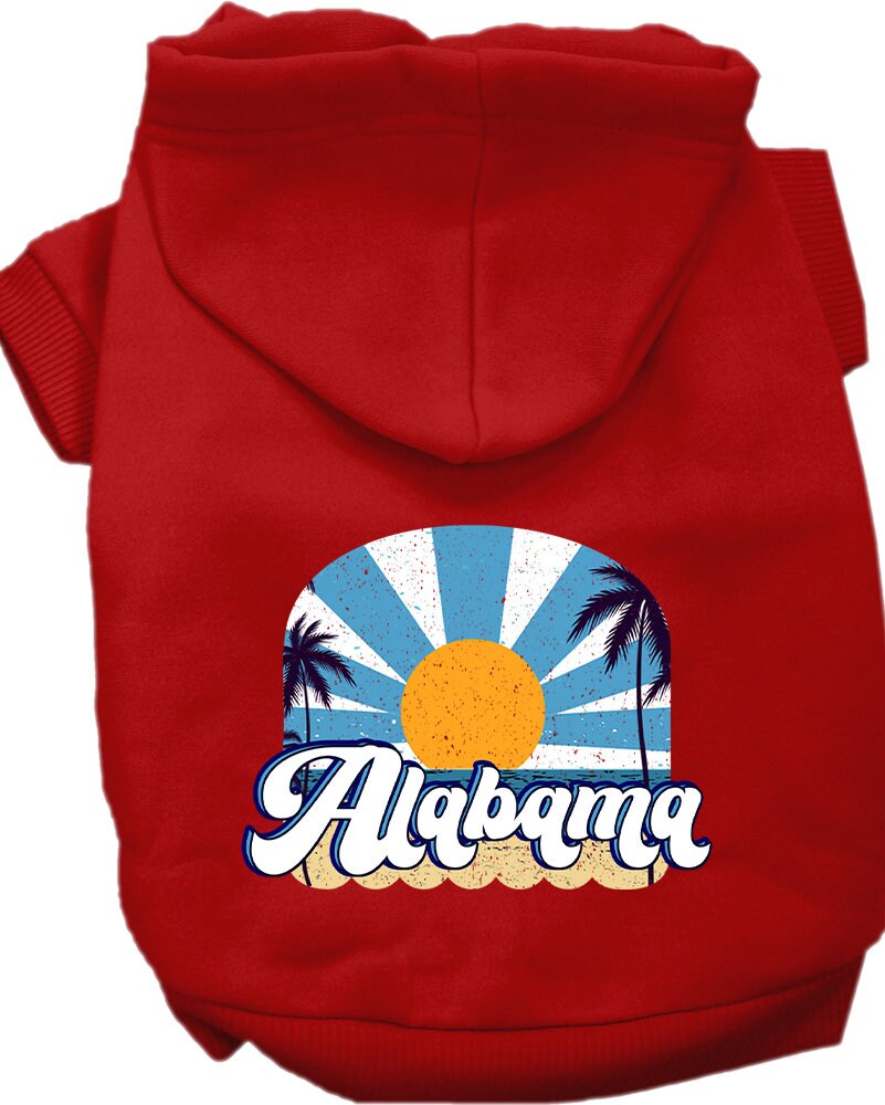 A cozy screen printed hoodie for small to medium pets, featuring the Alabama Coast design, showcasing its soft fabric and durable stitching.