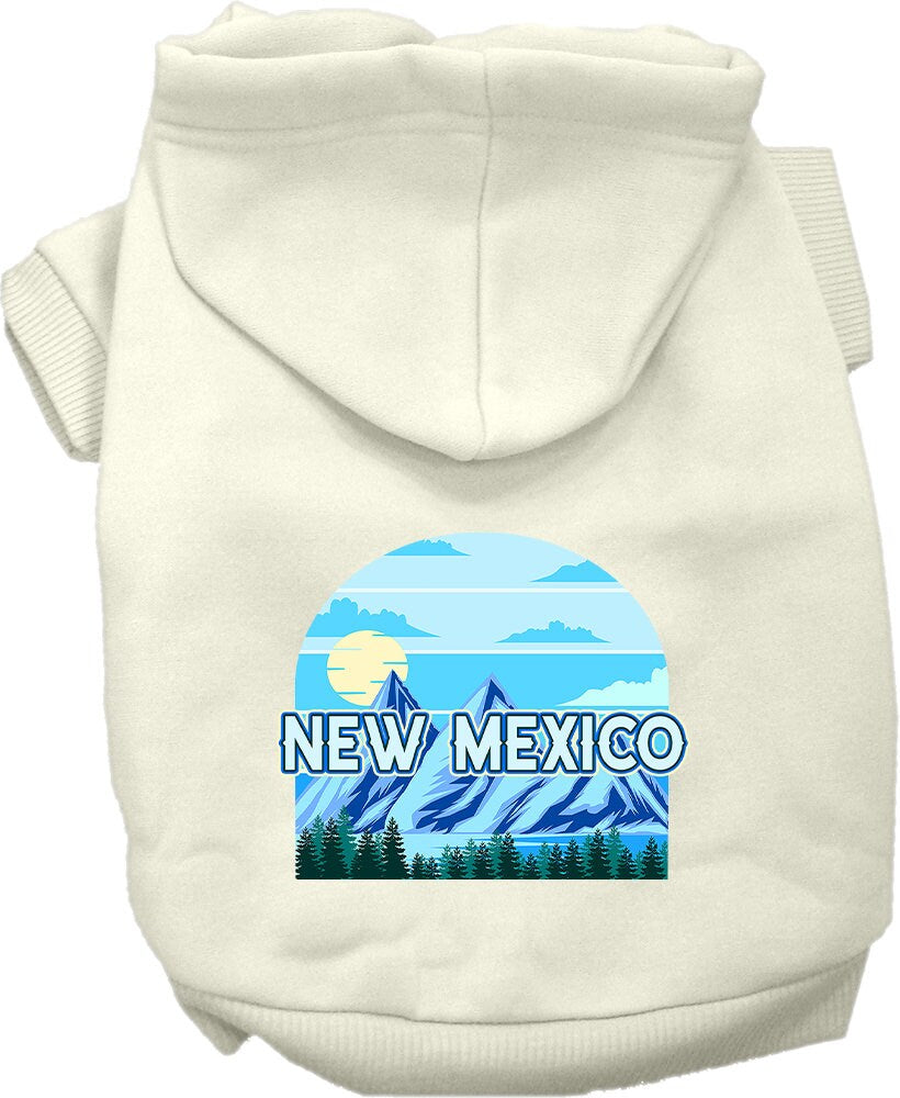 A cozy screen printed hoodie for small to medium pets, featuring the 'New Mexico Trailblazer' design, showcasing its soft fabric and durable stitching.