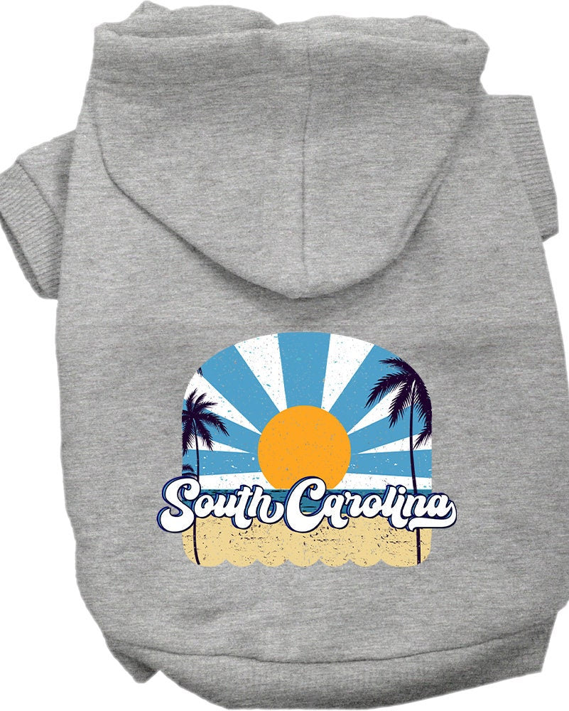 A cozy screen printed hoodie for small to medium pets, featuring a South Carolina Coast design, perfect for dogs and cats.