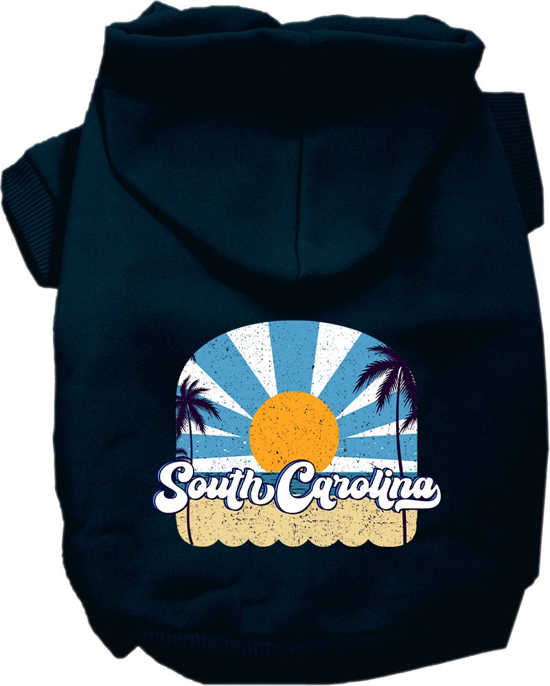 A cozy screen printed hoodie for small to medium pets, featuring a South Carolina Coast design, perfect for dogs and cats.